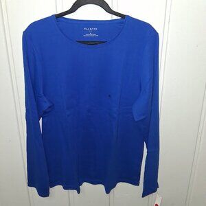 Talbots Cotton Round Neck Long Sleeve Tee Asst Szs Blue